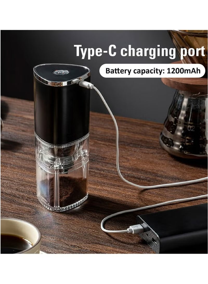 مطحنة قهوة كهربائية محمولة يدوية لطحن حبوب البن والتوابل والمزيد، شفرة طحن سيراميكية، حجرة قابلة للإزالة، للتخييم/التنقيط/الإسبريسو/الصب فوق مكبس القهوة الفرنسي، لون أسود - Image 4