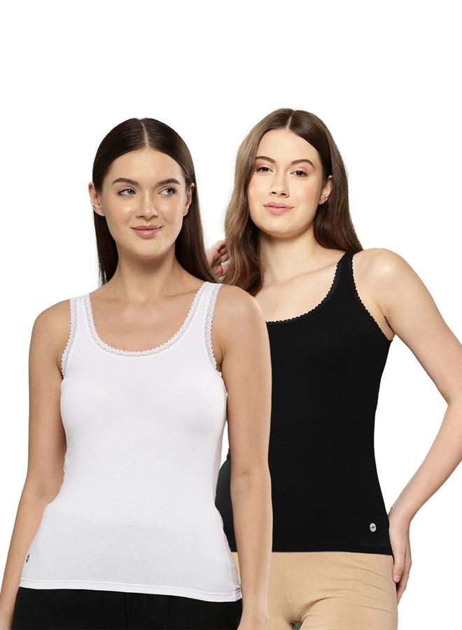 Leading Lady Pack of 2 - Cotton Lace Insert Camisole - Image 1