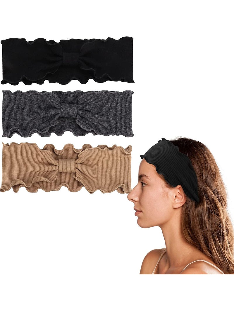 Y&D 3 Pack Non Slip Boho Headbands for Women Girls Fashion Wavy Knotted Stretchy Head Bands Running Sport Hair Wide Turban Knit Headband - Image 1
