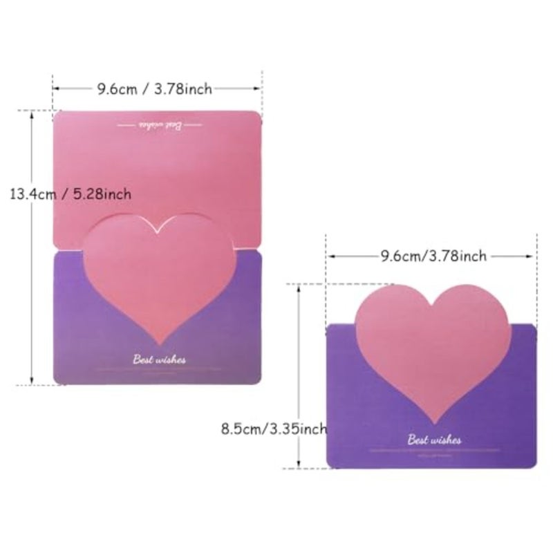 24PCS Heart Shaped Gift Cards Holiday Greeting Cards Foldable Best Wishes Notes Blank Inside for Small Business Coworkers Employees Students Teachers Family Friends New Year Valentine's Day - Image 2