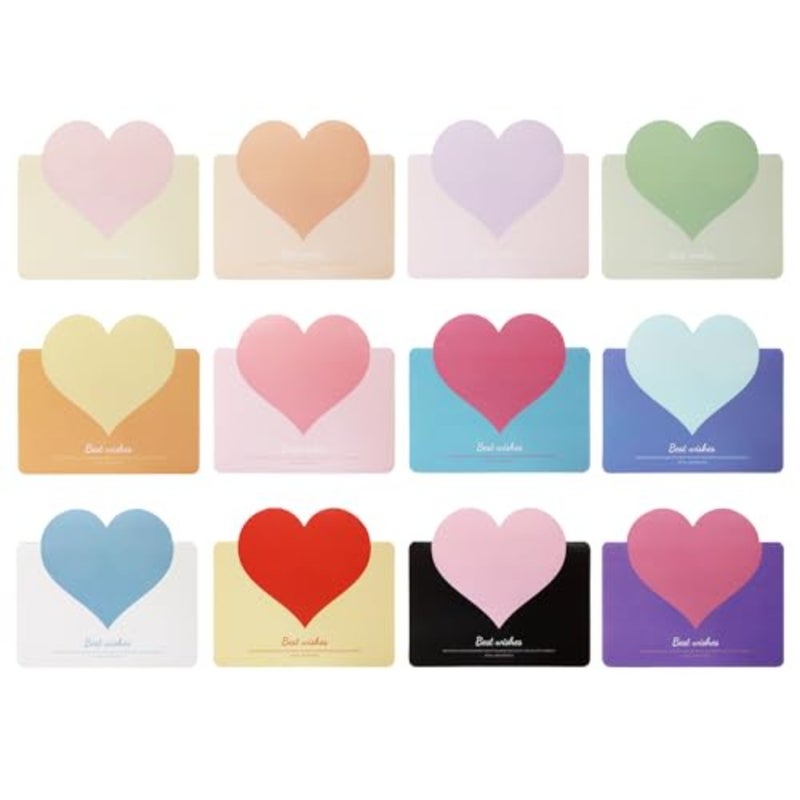 24PCS Heart Shaped Gift Cards Holiday Greeting Cards Foldable Best Wishes Notes Blank Inside for Small Business Coworkers Employees Students Teachers Family Friends New Year Valentine's Day - Image 1