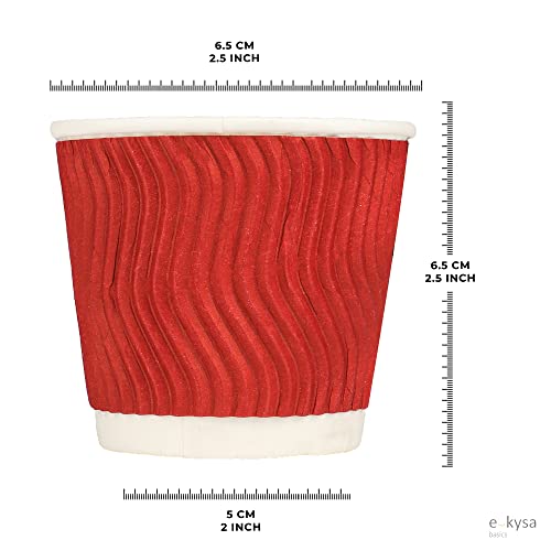 e kysa basics Ripple Paper Disposable Tea/Coffee Cups, Set of 25 pcs, 150 ml - Red - Image 2