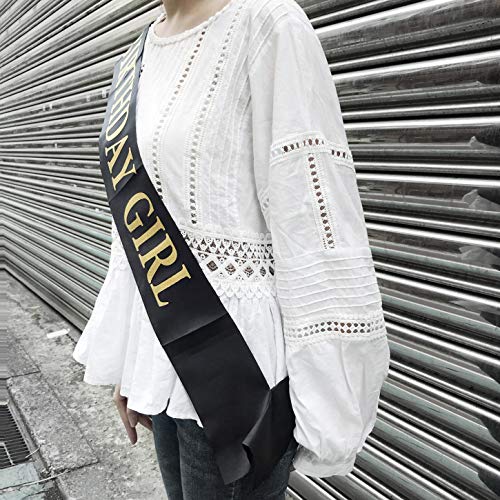 Dadam Birthday Sash for Girls Black Satin Birthday Girl Sash with Gold Glitter Lettering Party Favors, Supplies and Decorations - Image 5