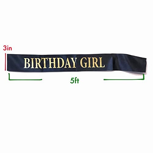 Dadam Birthday Sash for Girls Black Satin Birthday Girl Sash with Gold Glitter Lettering Party Favors, Supplies and Decorations - Image 3
