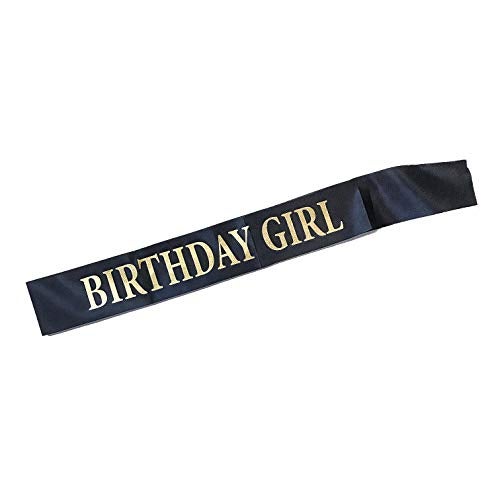 Dadam Birthday Sash for Girls Black Satin Birthday Girl Sash with Gold Glitter Lettering Party Favors, Supplies and Decorations - Image 2