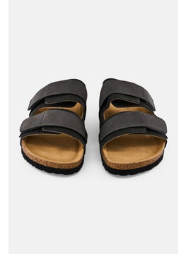 Algspar Men Velcro Closure Cork Sandals, Dark Grey  - Image 2