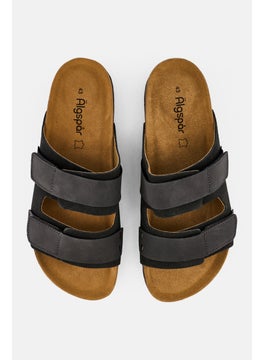 Algspar Men Velcro Closure Cork Sandals, Dark Grey  - Image 4
