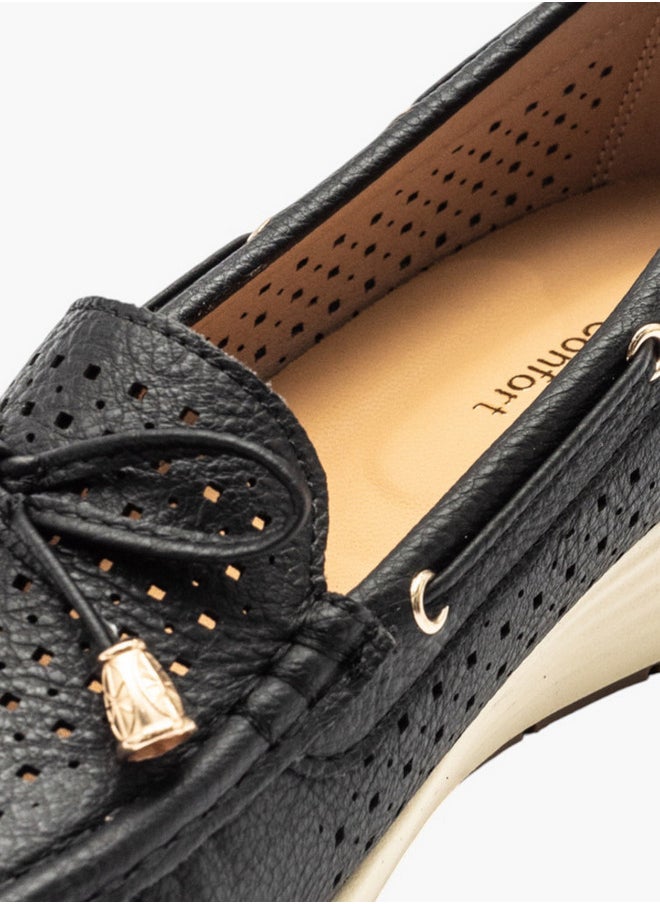 Le Confort Textured Slip-On Mocassins with Bow Detail  - Image 4