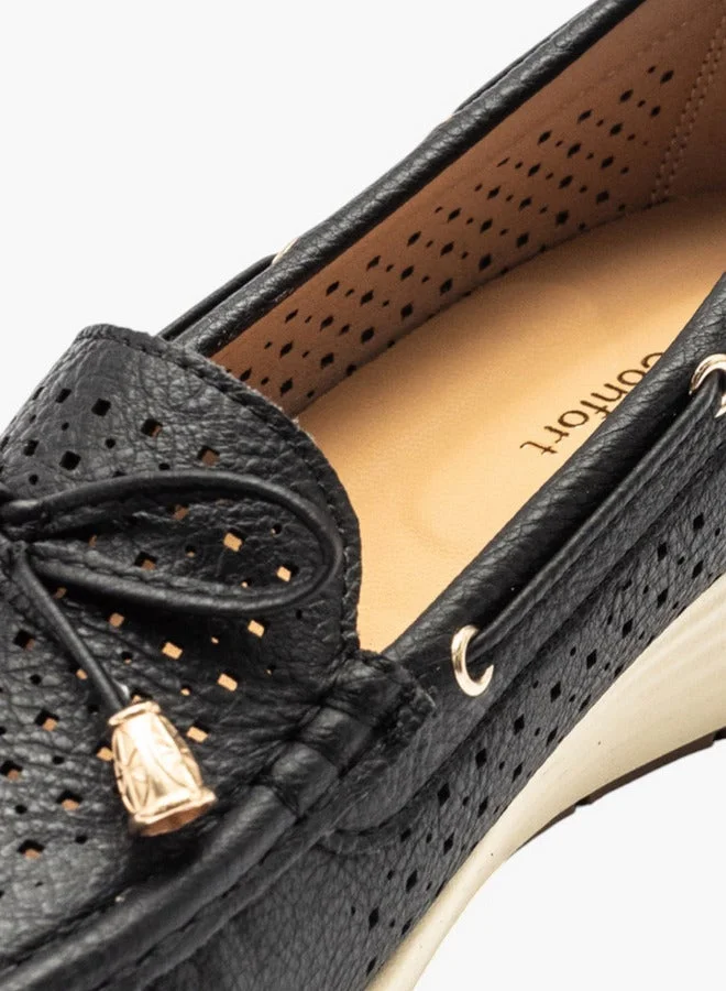 Le Confort Textured Slip-On Mocassins with Bow Detail