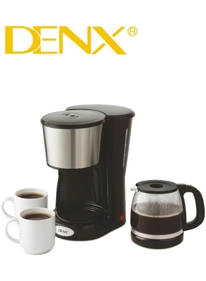 DENX DX3415 Electric Coffee Maker – 1.5L Large Capacity, 900W Fast Brewer, High‑Density Reusable Filter, Brews 12 Cups in 11 Min, Anti‑Drip, On/Off Light Indicator, Black - Image 2