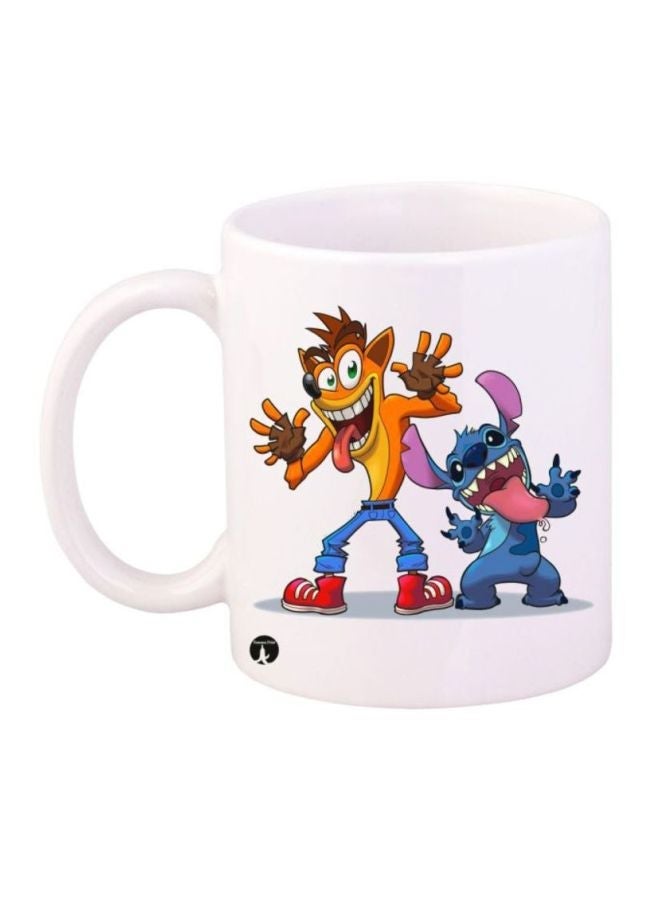 RYN Stitch Character Printed Coffee Mug White/Yellow/Blue