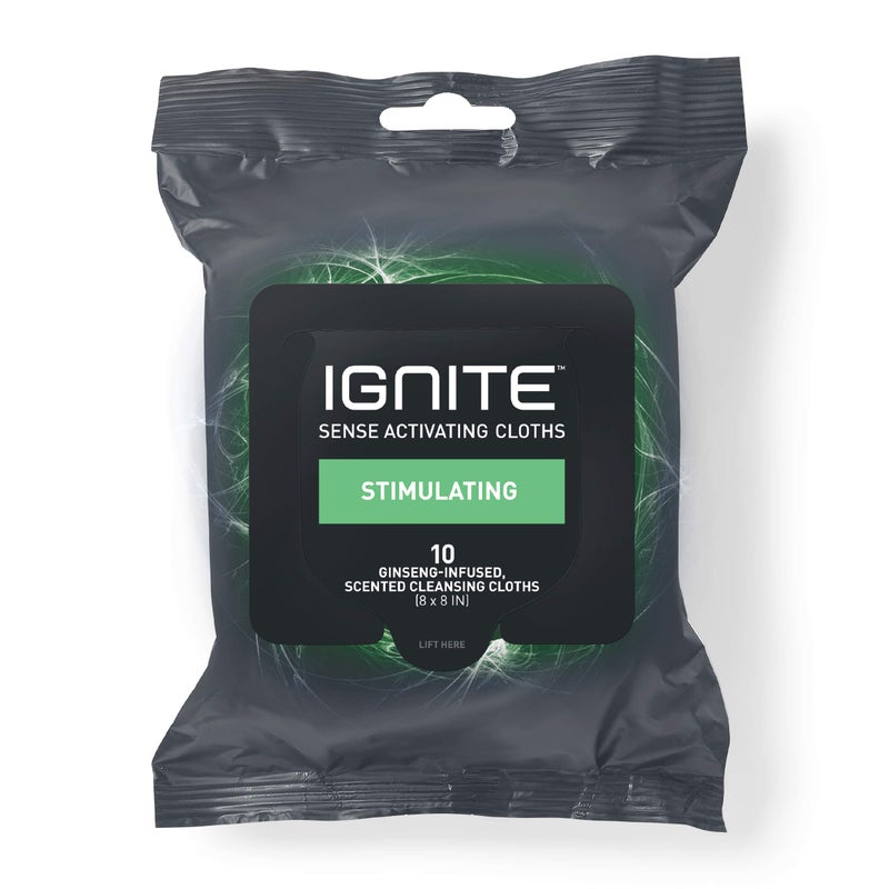 Medline Ignite Mens Body Wet Wipes, Extra Thick 8" x 8" Shower Wipes, Stimulating Scent, 10 Count - Image 1
