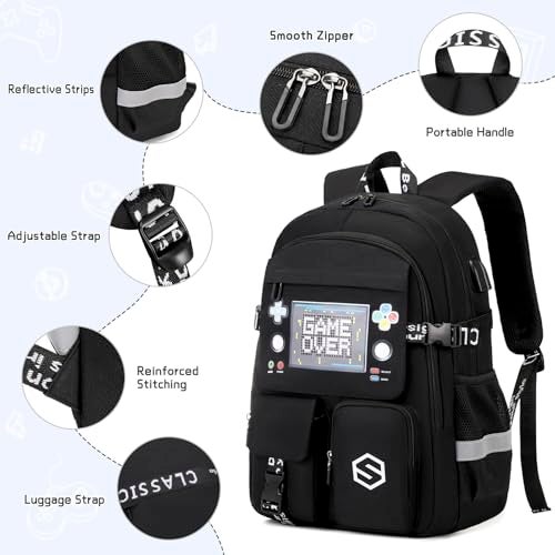 Scothen Boys Backpack, Cool Luminous School Backpacks for Boys with Lunch Bag Pencil Case, Kids Backpack Kindergarten Elementary Middle School Book Bags for Teen Boy Children with USB Charging Port - Image 5