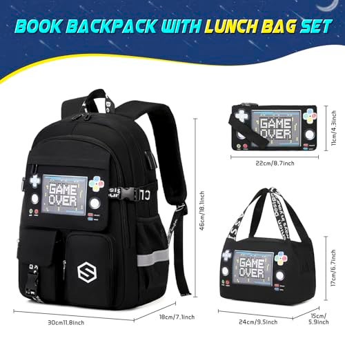 Scothen Boys Backpack, Cool Luminous School Backpacks for Boys with Lunch Bag Pencil Case, Kids Backpack Kindergarten Elementary Middle School Book Bags for Teen Boy Children with USB Charging Port - Image 2