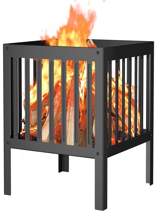 TBMLC Heavy Duty Steel Fire Pit, Square, Black, for Backyard, Camping, Bonfire - Image 1