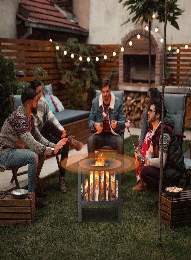 TBMLC Heavy Duty Steel Fire Pit, Square, Black, for Backyard, Camping, Bonfire - Image 2