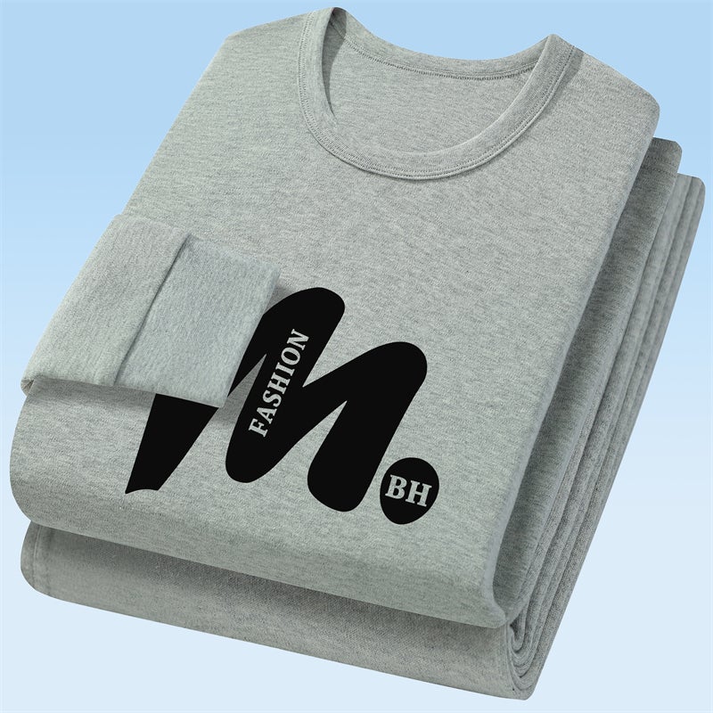Men'S Big Children'S Thermal Underwear Cotton Suit Thin Autumn Clothes And Autumn Trousers Student'S Crewneck Cotton Sweater Set - Image 1