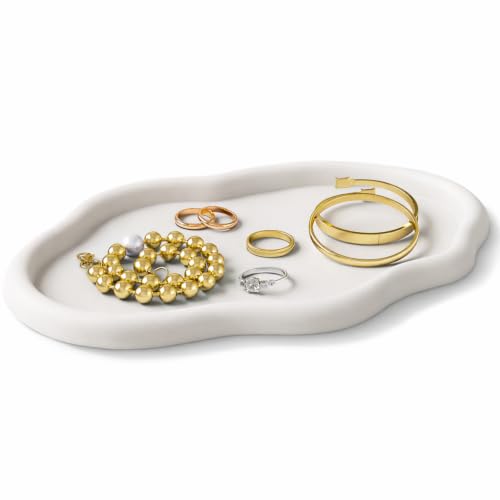 NiHome Silicone Jewelry Tray for Rings Earrings Bracelets Daily Essentials Keys Crystals MultiPurpose NonSlip Organizer on Bedroom Vanities Bathroom Counters Entryway Tables - Image 1