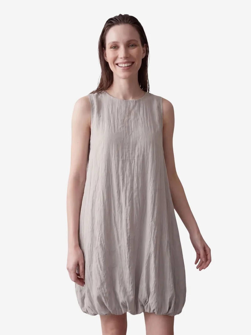 ماي فاشن MY FASHION Loose Mini Dress in Textured Lyocell