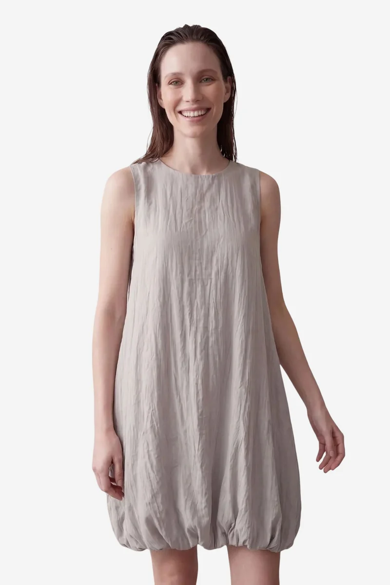 ماي فاشن MY FASHION Loose Mini Dress in Textured Lyocell
