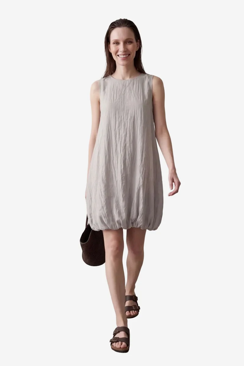 ماي فاشن MY FASHION Loose Mini Dress in Textured Lyocell