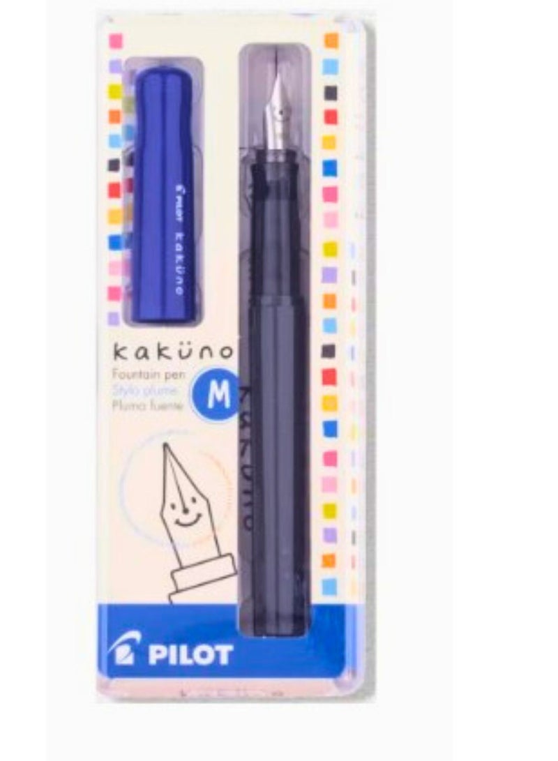PILOT Kakuno Fountain Pen Blue Body With One Ink Cartridge Medium Tip - Image 1