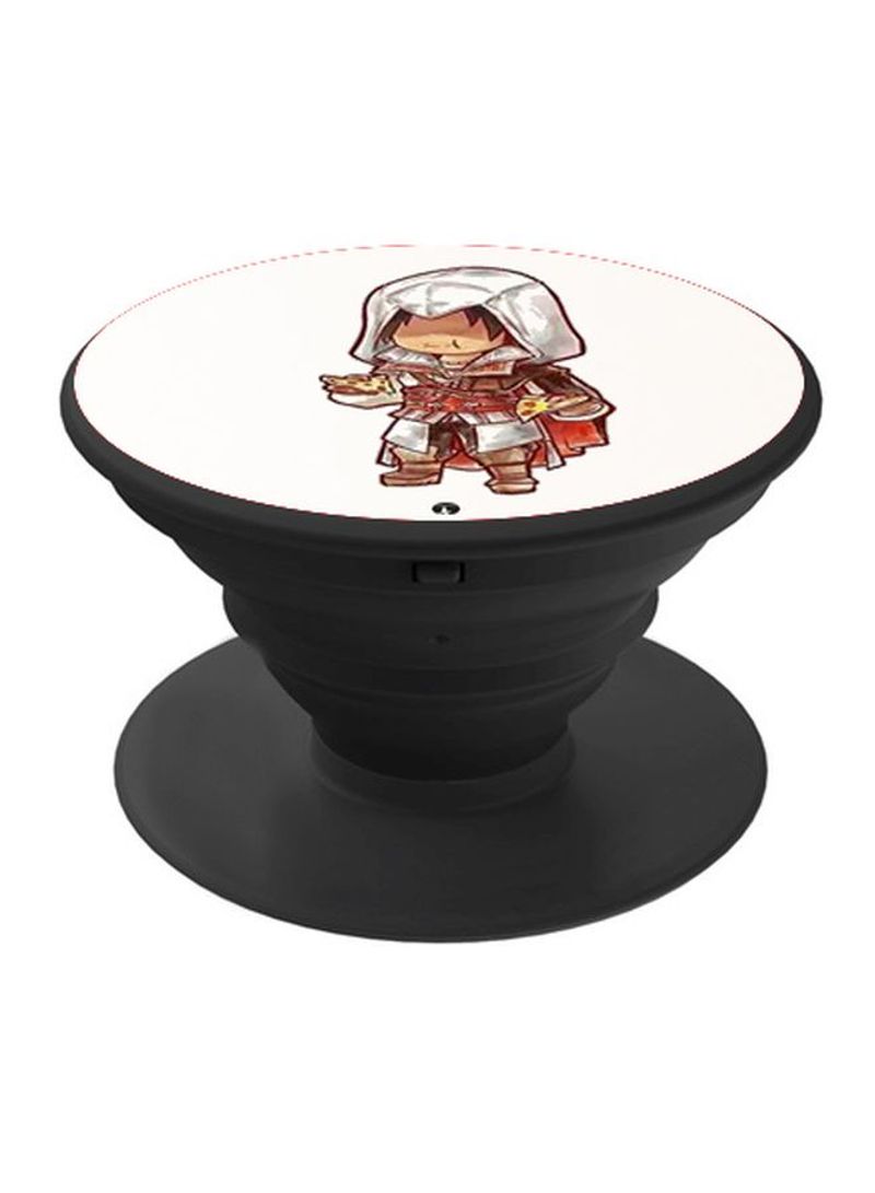 RKN Cartoon Printed Pop Up Finger Grip Phone Holder Black/White/Brown - Image 1