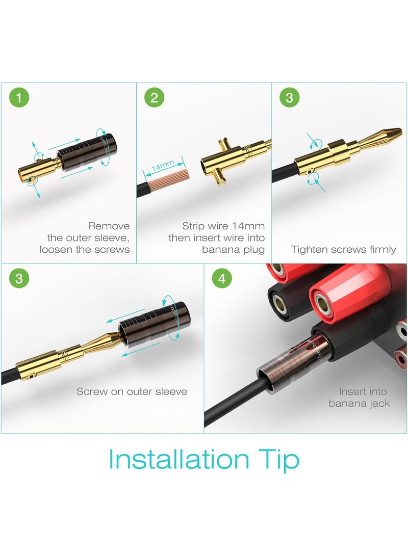 Premium Banana Speaker Plugs, Gold-Plated Connectors (1 Pair) - Image 3