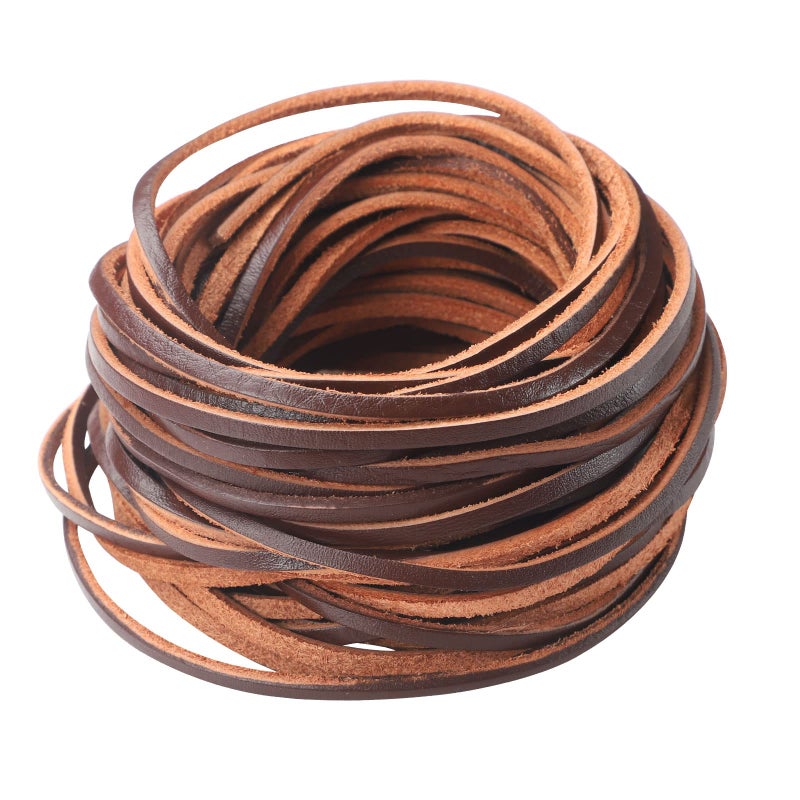 Picheng 3mm Flat Genuine Leather Cord 5Yards Strip Cord Braiding String Very Suitable for Jewelry Making Leather Shoe Lace Garden ToolsToysWoven BagsDIY Crafts Projects Dark Brown