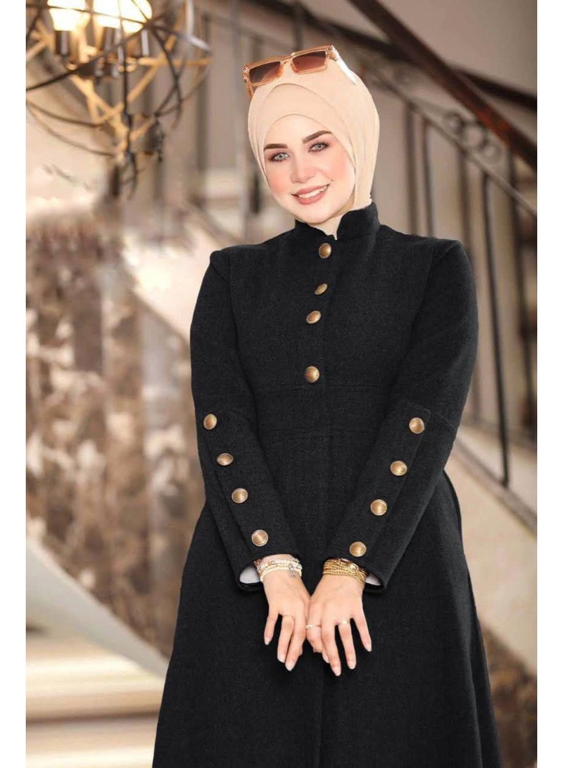 فستان شتوي طويل من الجوخ للمحجبات – تصميم محتشم ومريح للشتاء - Image 2