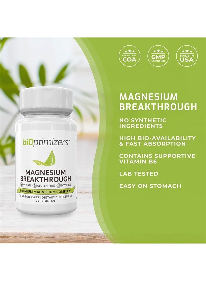 BiOptimizers Magnesium Breakthrough Supplement 4.0 - Has 7 Forms of Magnesium: Glycinate, Malate, Citrate, and More - Natural Sleep and Brain Supplement - 30 Capsules - Image 2