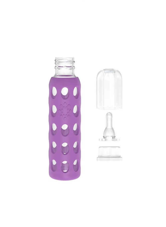 Lifefactory 9-Ounce BPA-Free Glass Baby Bottle with Protective Silicone Sleeve and Stage 2 Nipple, Grape - Image 2