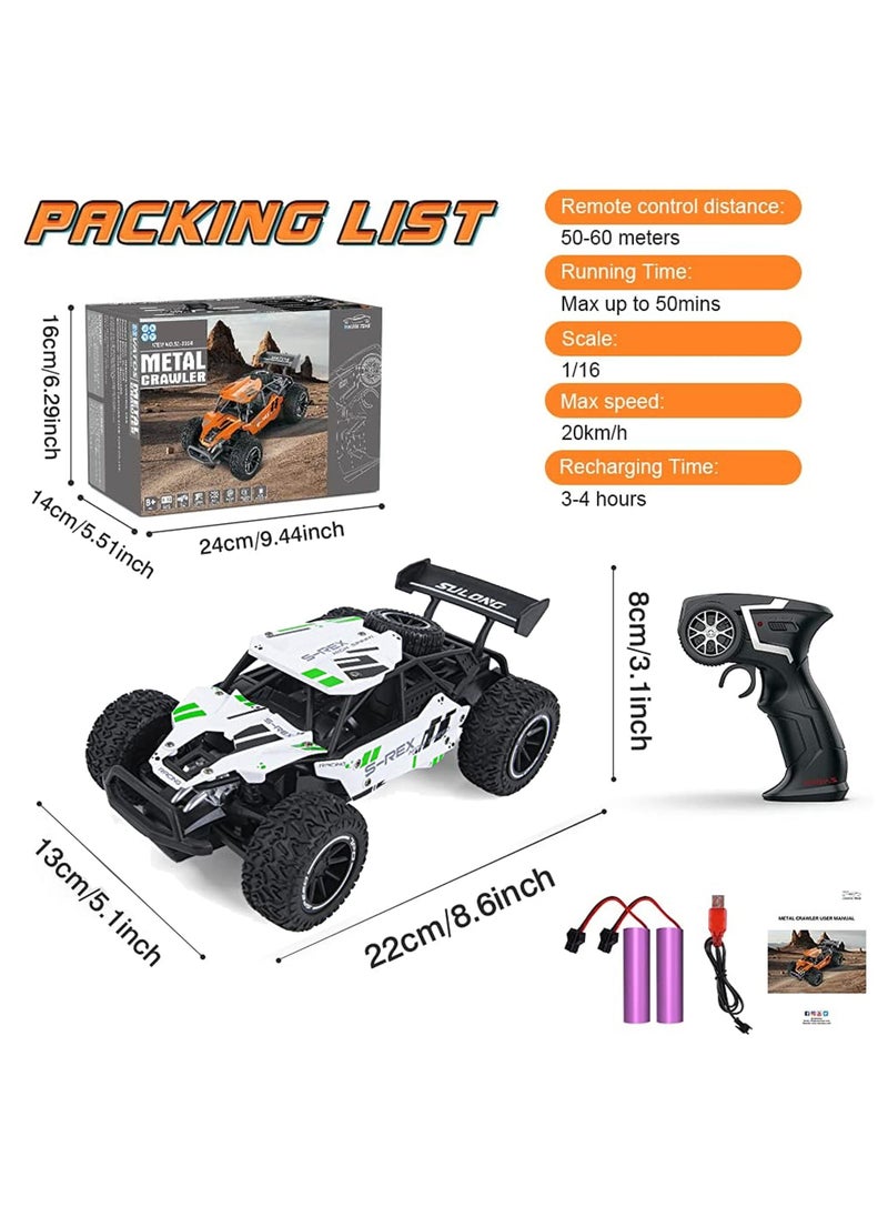 Sulong Toys Remote Controlled Car 1:16 RC Car for Children - 2.4 GHz Offroad Monster Truck 20 km/h Off-Road Vehicle 2WD Buggy Electric Toy Car RC Vehicle Truck with Two Batteries  for Boys and Girls, White  - Image 2