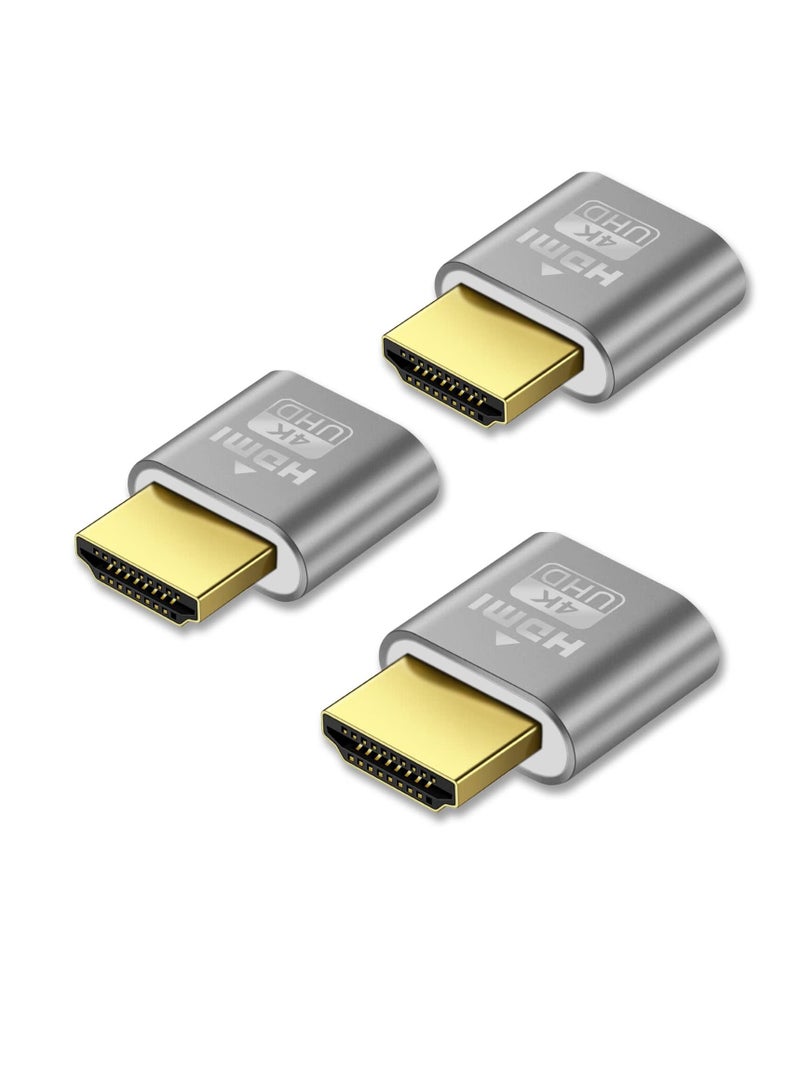 3 Pack 4K HDMI Dummy Plug Virtual Monitor Display Emulator 4K Display Emulator Supports up to 3840x2160@60Hz 1080@120Hz Headless Display Adapter Compatible with Windows Mac OSX Linux - Image 1