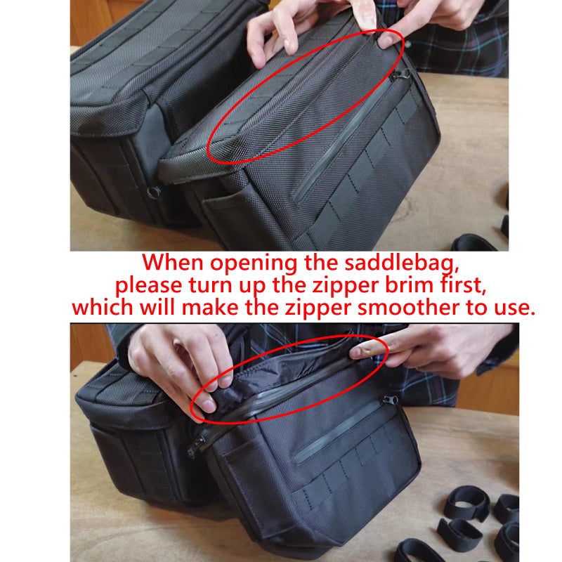 FVMOTO Universal Motorcycle Saddlebags Saddle Bags Luggage Bags Travel Knight Rider Storage Bag Fit For Harley Softail Dyna Super Glide Sportster FXR, 14.5L(3.8 Gallon) - Image 5
