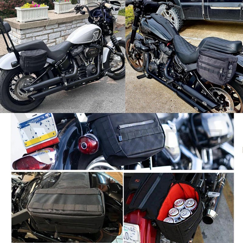 FVMOTO Universal Motorcycle Saddlebags Saddle Bags Luggage Bags Travel Knight Rider Storage Bag Fit For Harley Softail Dyna Super Glide Sportster FXR, 14.5L(3.8 Gallon) - Image 2
