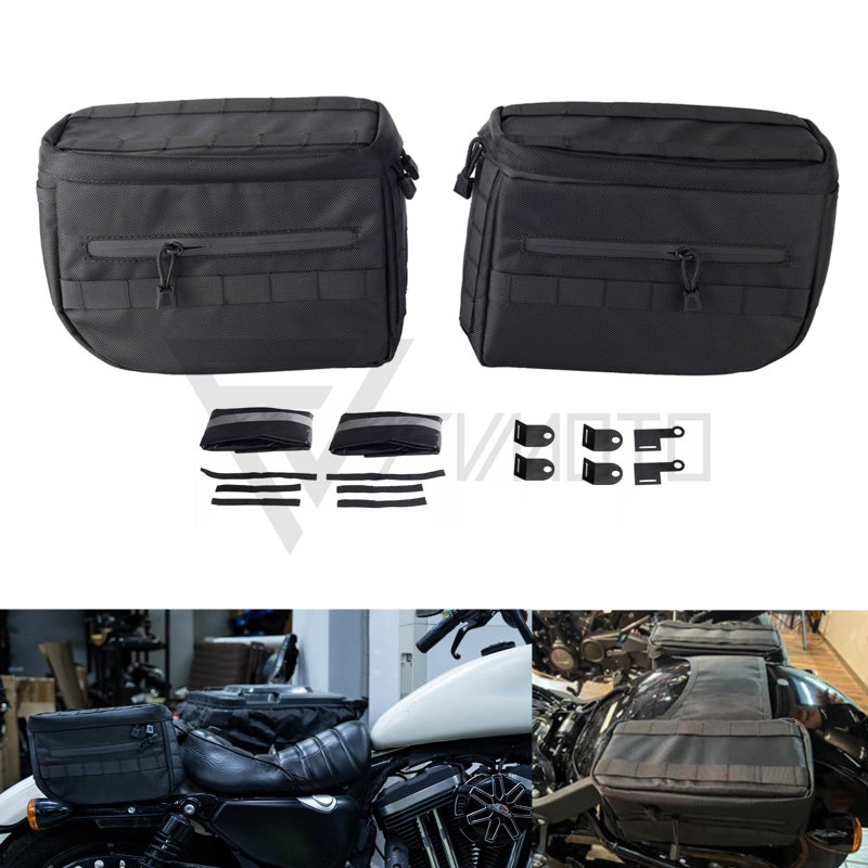 FVMOTO Universal Motorcycle Saddlebags Saddle Bags Luggage Bags Travel Knight Rider Storage Bag Fit For Harley Softail Dyna Super Glide Sportster FXR, 14.5L(3.8 Gallon) - Image 1