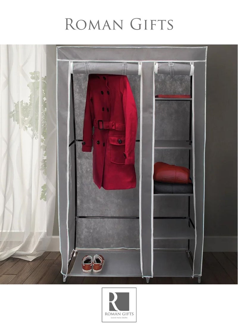 Roman Gifts Fabric Canvas Wardrobe Clothes Storage Organiser Grey  - Image 2