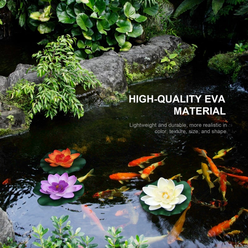 4 Inch Artificial Floating Lotus Flowers Water Ponds Foam Lotus Leaf Fake Lily Pad Floating Pool Home Pond Decoration Plants - Image 5