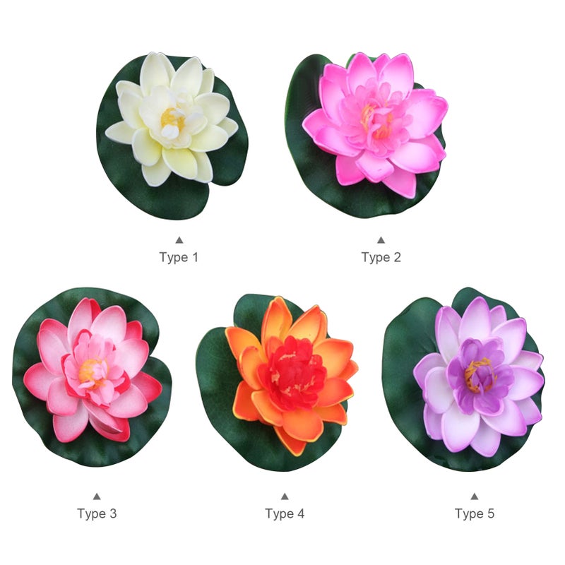 4 Inch Artificial Floating Lotus Flowers Water Ponds Foam Lotus Leaf Fake Lily Pad Floating Pool Home Pond Decoration Plants - Image 2