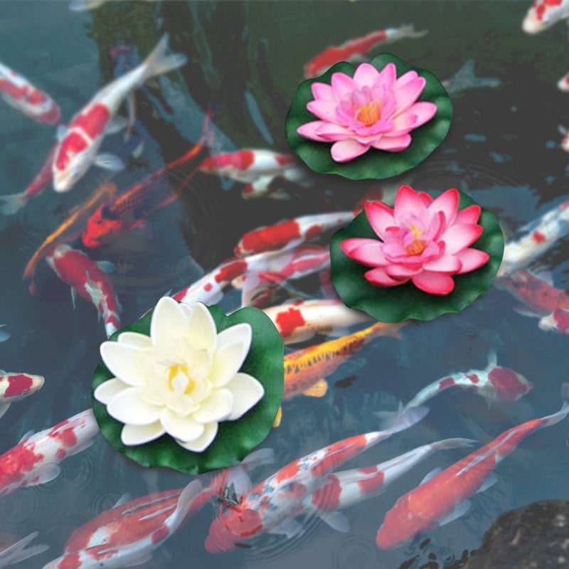 4 Inch Artificial Floating Lotus Flowers Water Ponds Foam Lotus Leaf Fake Lily Pad Floating Pool Home Pond Decoration Plants - Image 3
