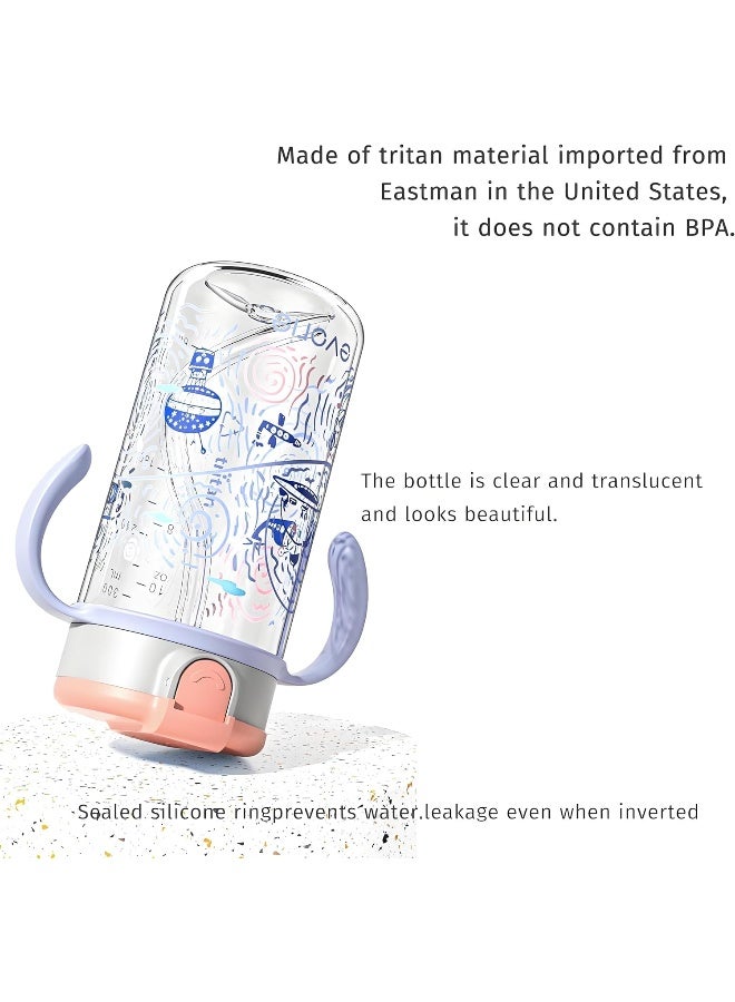 Evorie Tritan Spill Proof Toddler Straw Sippy Cup, 10 oz for Baby and Toddlers 1-3 Years Old, No Spill Straw Water Bottle with Removable Handles, Ideal for School, BPA-Free, Travel in Space - Image 4