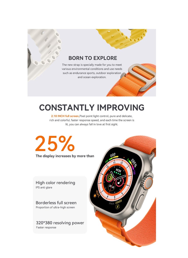 AROAQ - HW68 ULTRA Altitude Barometer Non invasive Blood Sugar Health Sport Smart Watch - Image 1