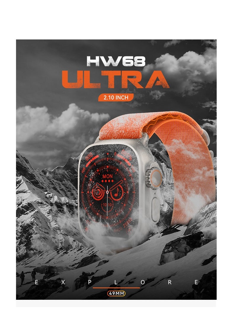 AROAQ - HW68 ULTRA Altitude Barometer Non invasive Blood Sugar Health Sport Smart Watch - Image 1