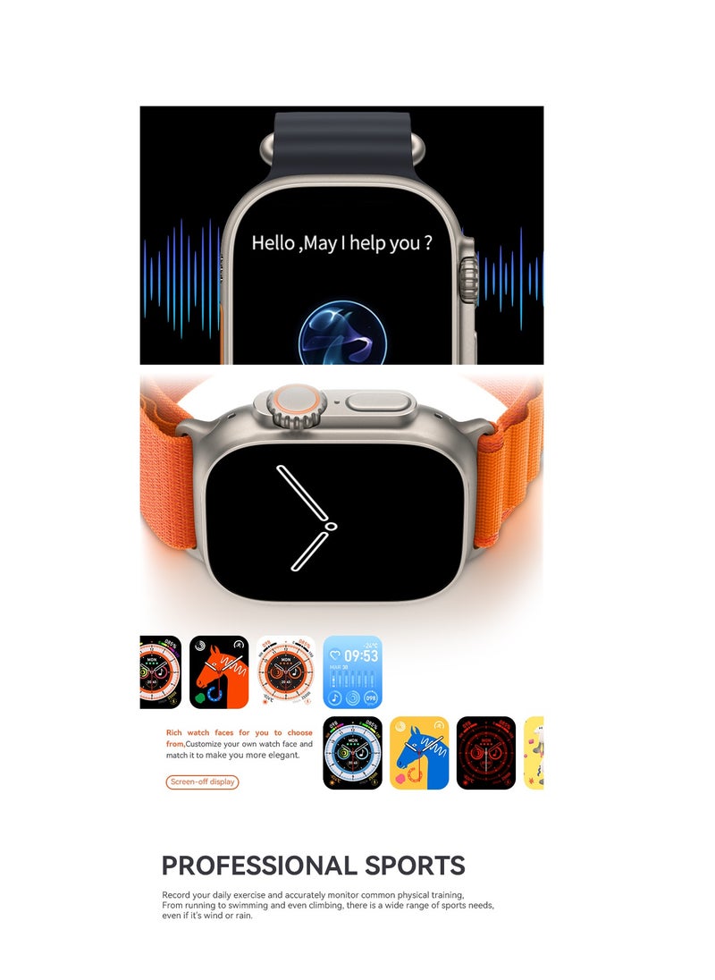 AROAQ - HW68 ULTRA Altitude Barometer Non invasive Blood Sugar Health Sport Smart Watch - Image 1