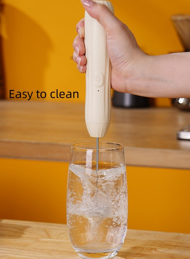 WAOKN Cordless Electric Milk Frother, Cordless Small Milk Frothing Handheld Blender for Home, Beverage Blender with Stainless Steel Whisk 3 Speed Adjustable (Khaki)  - Image 5