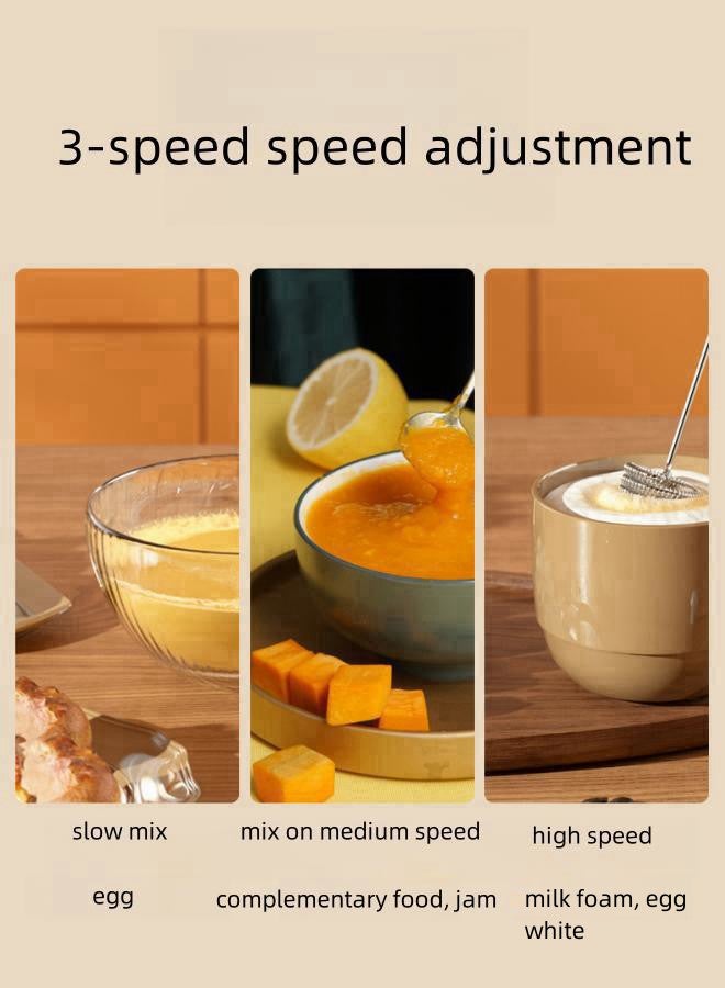 WAOKN Cordless Electric Milk Frother, Cordless Small Milk Frothing Handheld Blender for Home, Beverage Blender with Stainless Steel Whisk 3 Speed Adjustable (Khaki)  - Image 4
