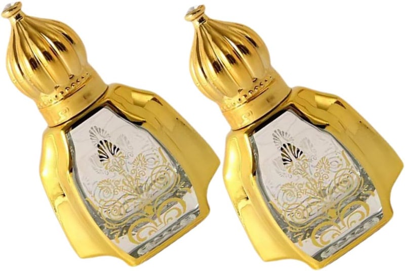 2pcs Essential Oil Roller Bottles Refillable Perfume Roller Ball Bottles Portable Gold Cap for Travel and Aromatherapy Style - Image 1