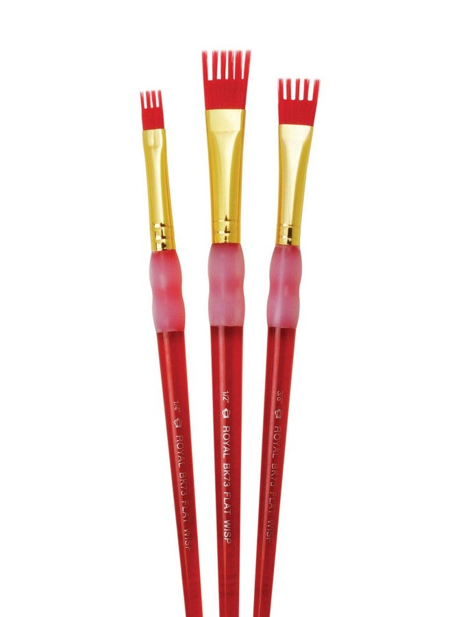 ROYAL BRUSH Bk693 Big Kids Choice Flat Golden Taklon Hair Acrylic Plastic Wisp Brush Set, Red (Pack Of 3), Assorted