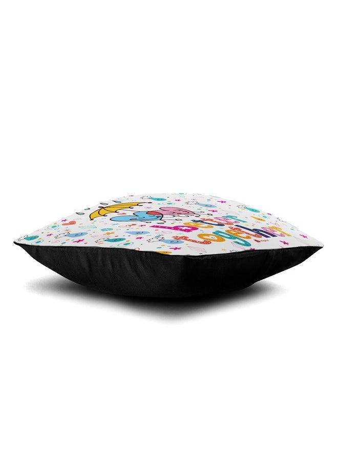 Indigifts Indigifts Love Quote Satin Cushion Cover with Filler (Standard - 12x12 inches, White)  - Image 3